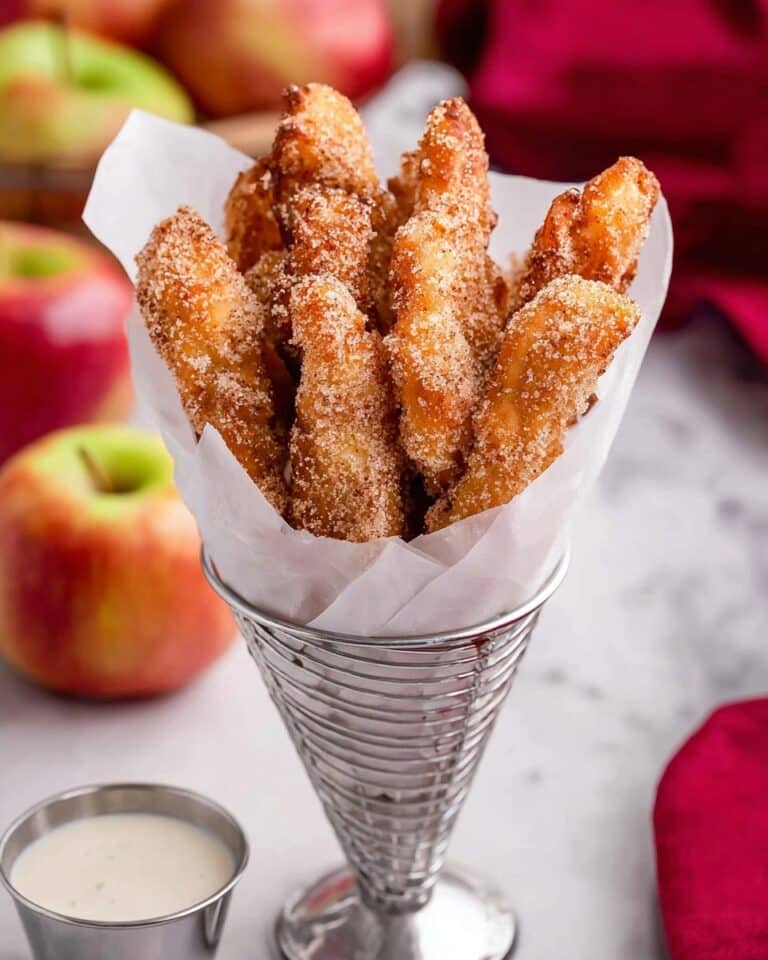 Air Fryer Apple Fries with Cinnamon Sugar and Vanilla Icing Recipe