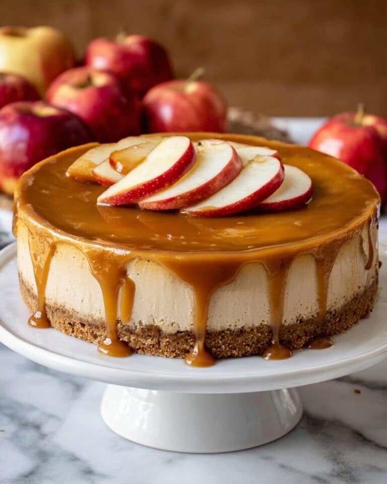 Apple Cider Cheesecake with Caramel Ripple Recipe