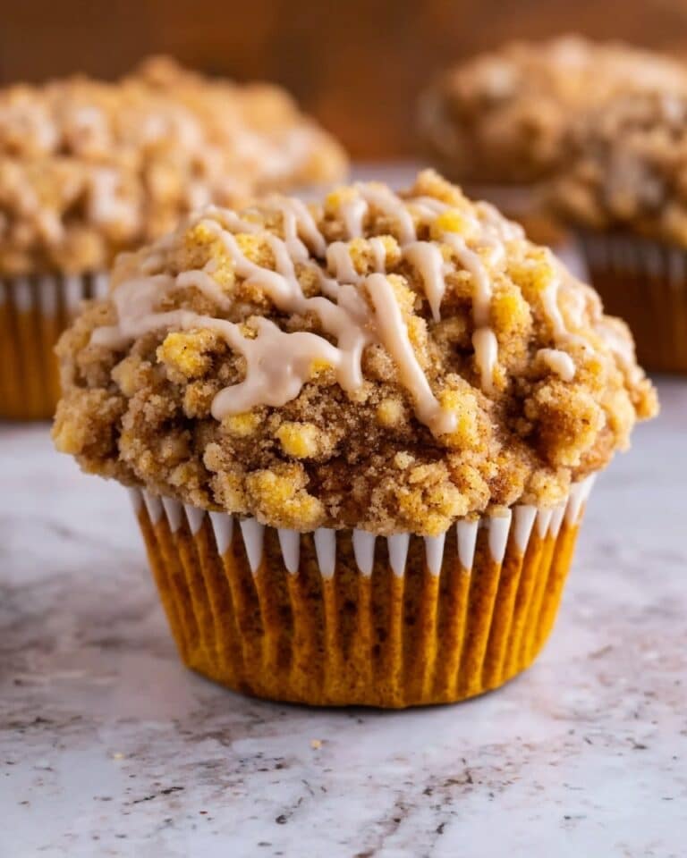 Pumpkin Muffins with Crumb Topping and Cinnamon Glaze Recipe