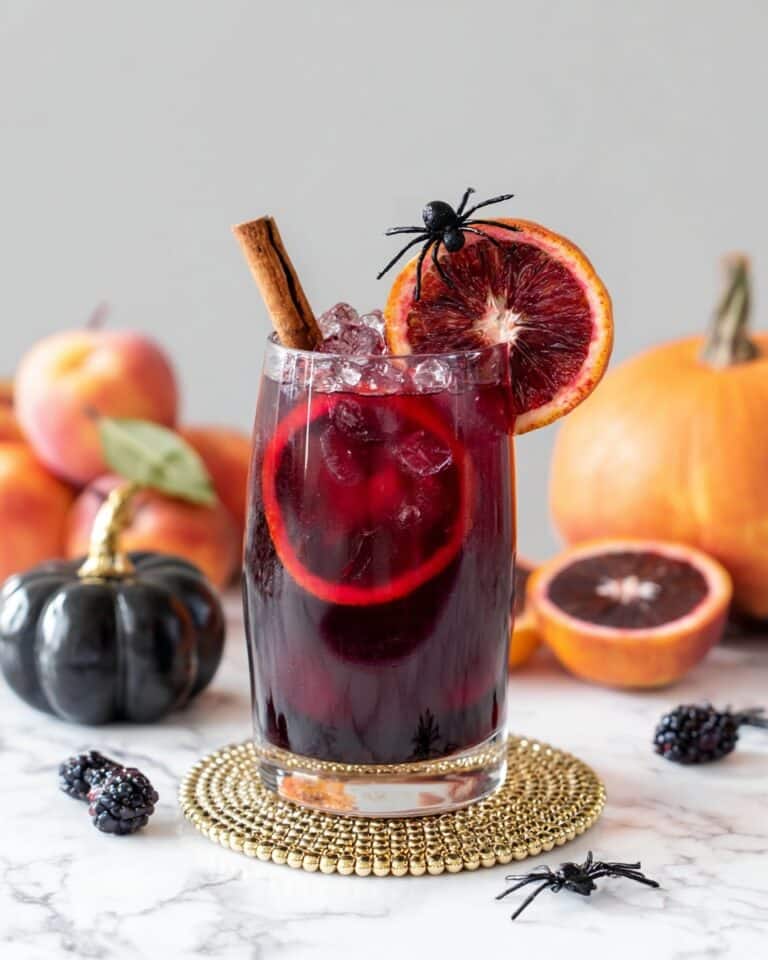 Halloween Mocktail Sangria with Fruits and Spices Recipe