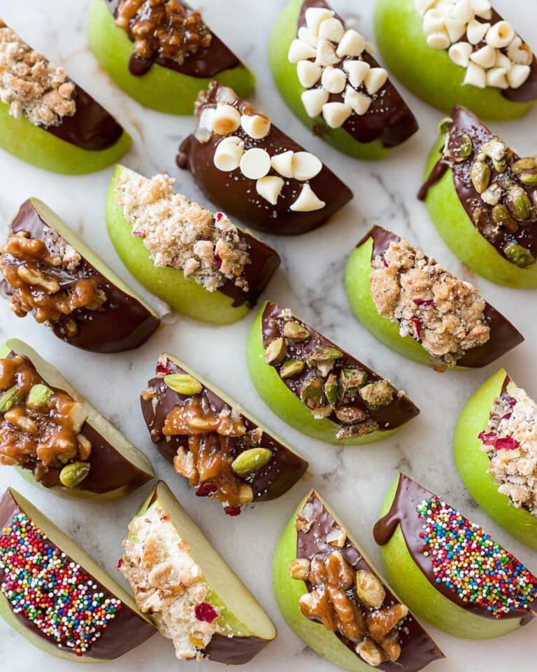 Chocolate Dipped Apple Slices with Toppings Recipe