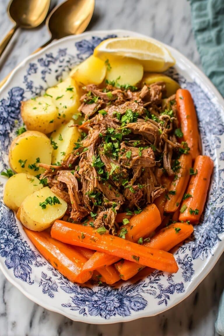 Slow Cooker Pot Roast with Root Vegetables and Herb-Infused Gravy Recipe
