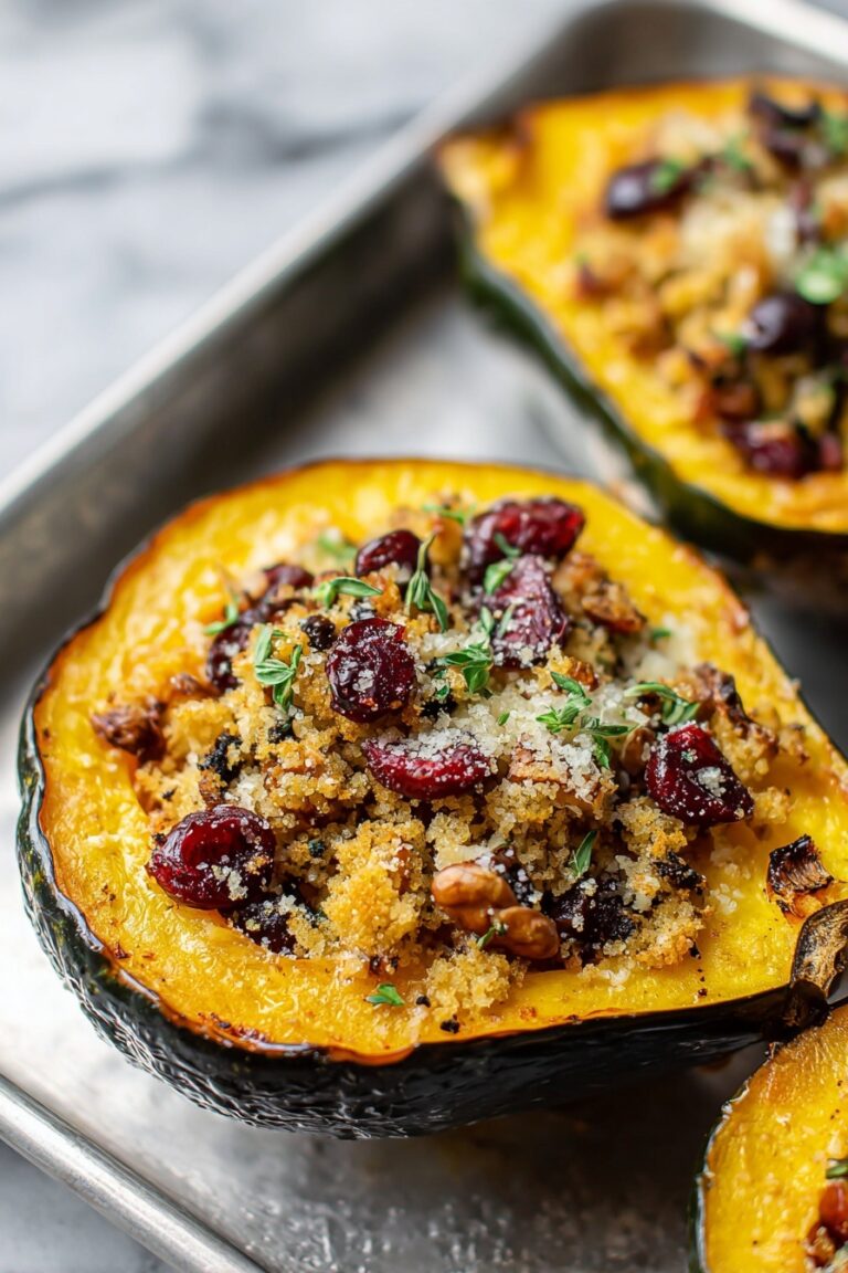 Stuffed Acorn Squash with Ground Turkey, Apples, Cranberries, and Pecan Topping Recipe