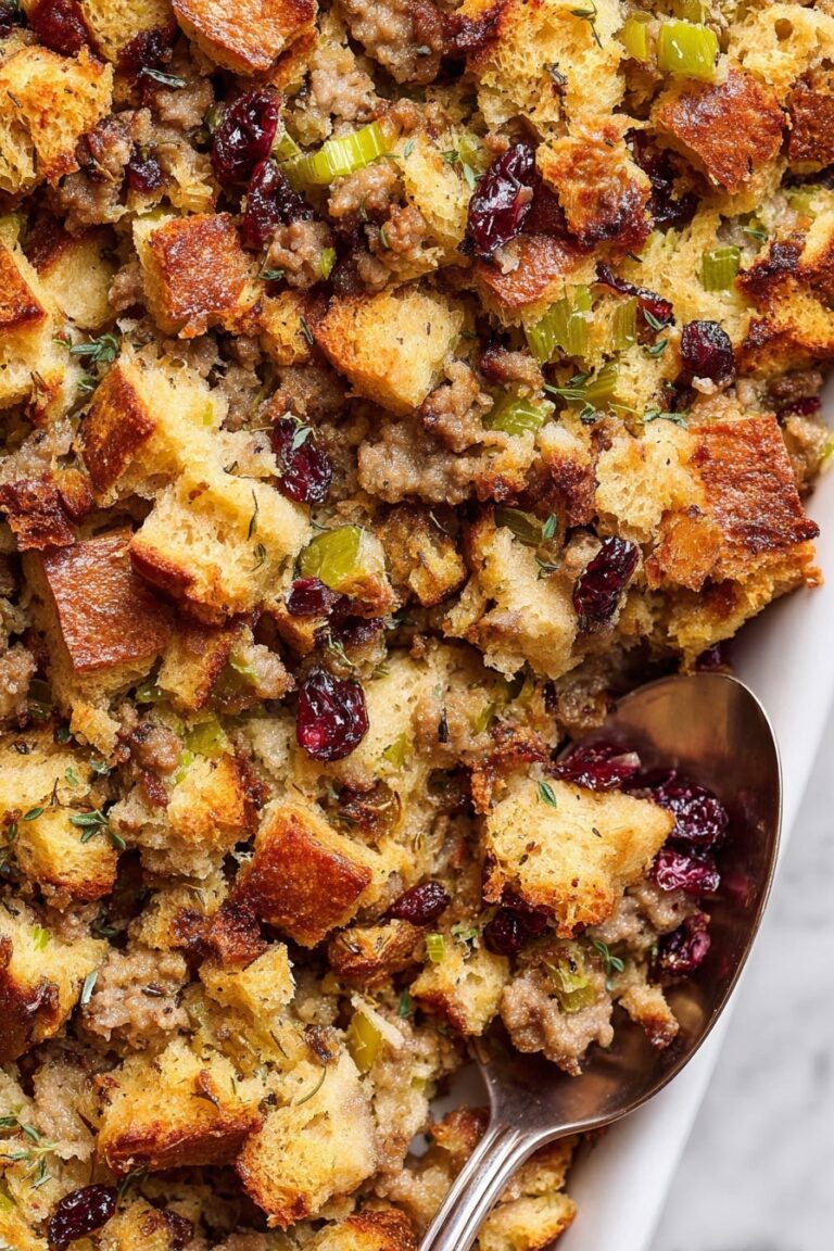Sausage and Herb Stuffing with Cranberries Recipe