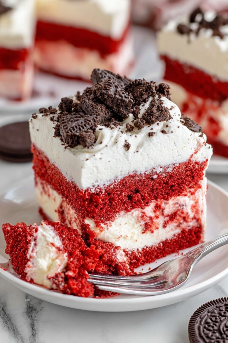 Red Velvet Poke Cake with Cheesecake Pudding Recipe