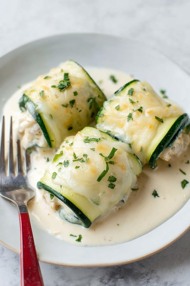 Chicken Alfredo Zucchini Roll Ups Recipe