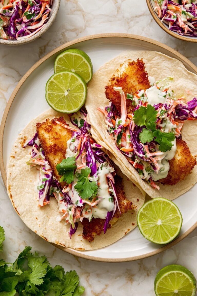 Air Fryer Fish Tacos with Cilantro Lime Slaw Recipe